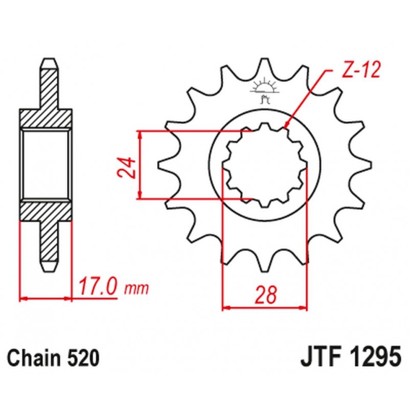 JT 2021/12 ZĘBATKA PRZEDNIA 295M 14 HONDA CBR 600 F2/F3 '91-98' (295M14JT) (ŁAŃC. 520) KONWERSJA