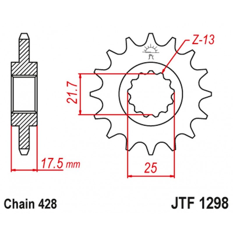 JT 2021/12 ZĘBATKA PRZEDNIA 2048 17 HONDA CBR 250 '90-00' VT/VTR 250 '89-90' (204817JT) (ŁAŃC. 428)