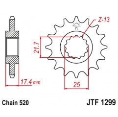 JT 2021/12 ZĘBATKA PRZEDNIA 267 14 HONDA CB 250 '96-07' VT/VTR 250 '98-17' (26714JT) (ŁAŃC. 520)