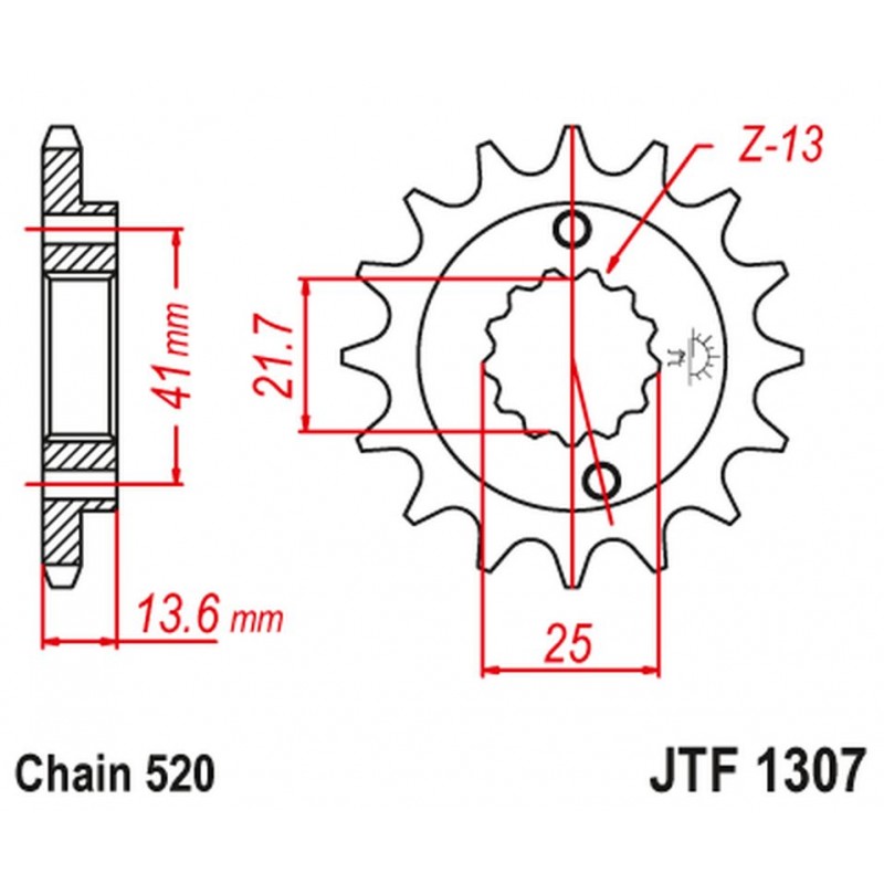 JT 2021/12 ZĘBATKA PRZEDNIA 2093 14 KAWASAKI ZX6R '03-'06 (2093M14JT) (ŁAŃC. 520)