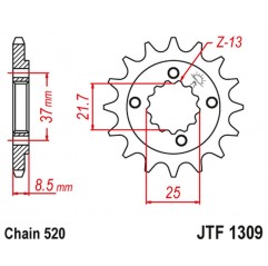 JT 2021/12 ZĘBATKA PRZEDNIA 350 13 HONDA XR 600R '91-'00, TRX 400EX /X '05-'14 (35013JT) (ŁAŃC. 520)