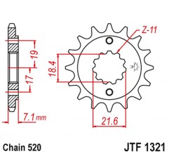 JT 2021/12 ZĘBATKA PRZEDNIA 2067 12 HONDA CBF 250, XR 250R (206712JT) (MOŻNA STOSOWAĆ JAKO 2506 12 ORAZ 2261 12) (ŁAŃC. 520)