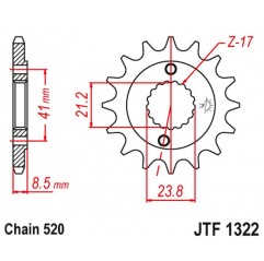 JT 2021/12 ZĘBATKA PRZEDNIA 2071 13 HONDA XR 400 '96-'05, TRX 400 (207113JT) (ŁAŃC. 520)