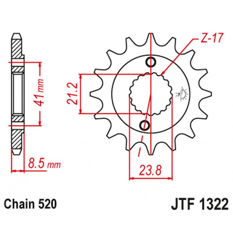 JT 2021/12 ZĘBATKA PRZEDNIA 2071 13 HONDA XR 400 '96-'05, TRX 400 (207113JT) (ŁAŃC. 520)