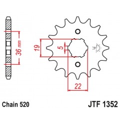 JT 2021/12 ZĘBATKA PRZEDNIA 337 13 HONDA TRX 250/300 '87-09', CR 250 '82-85', CR500 '84-85' (33713JT) (ŁAŃC. 520)