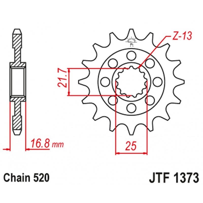 JT 2021/12 ZĘBATKA PRZEDNIA 2042 16 HONDA NC 750X/S/DCT '14-'15, INTEGRA 750 DCT '14-'15 (204216JT) (ŁAŃC. 520)