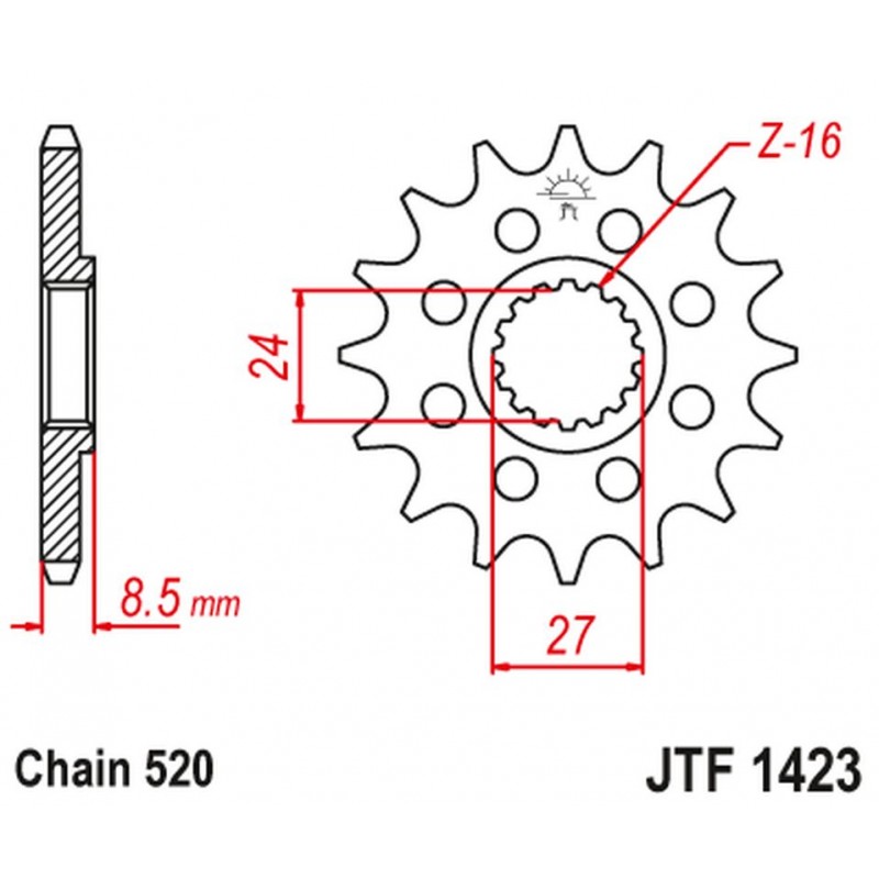 JT 2021/12 ZĘBATKA PRZEDNIA 2192 15 SUZUKI GSXR 1000 '09-16' (219215JT) (ŁAŃC. 520) KONWERSJA