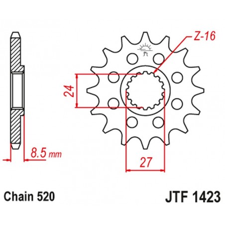 JT 2021/12 ZĘBATKA PRZEDNIA 2192 17 SUZUKI GSXR 1000 '09-16' (219217JT) (ŁAŃC. 520) KONWERSJA