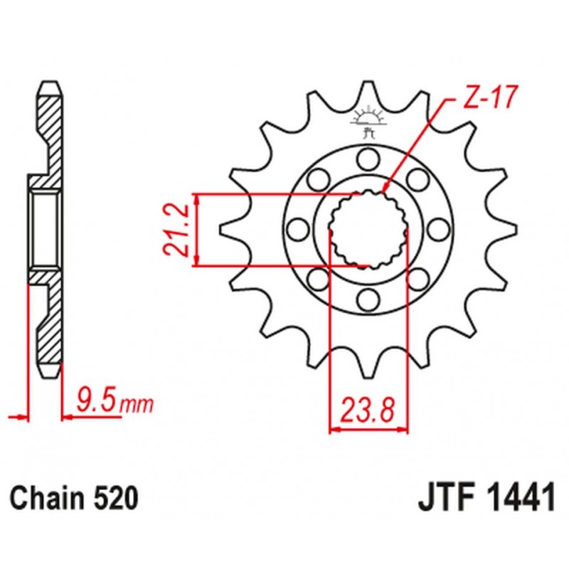 JT 2021/12 ZĘBATKA PRZEDNIA 2133 15 SUZUKI RMZ 450 '05-'12 (213315JT) (ŁAŃC. 520)