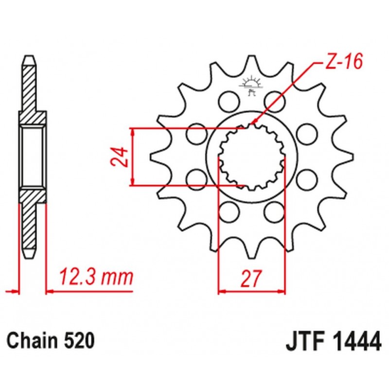 JT 2021/12 ZĘBATKA PRZEDNIA 2310 15 SUZUKI GSXR 1000 '17-20' (231015JT) (ŁAŃC. 520) KONWERSJA