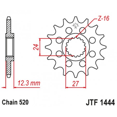 JT 2021/12 ZĘBATKA PRZEDNIA 2310 15 SUZUKI GSXR 1000 '17-20' (231015JT) (ŁAŃC. 520) KONWERSJA