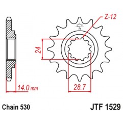 JT 2021/12 ZĘBATKA PRZEDNIA 2077 16 KAWASAKI ZRX 1100/1200 '97-06 (207716JT) (ŁAŃC. 530)