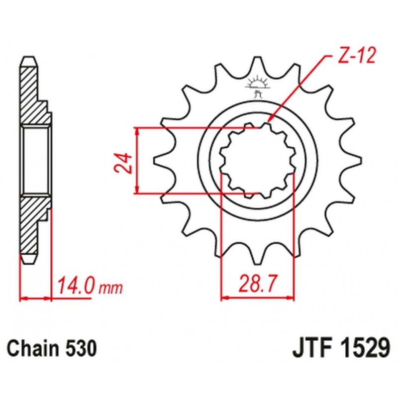 JT 2021/12 ZĘBATKA PRZEDNIA 2077 16 KAWASAKI ZRX 1100/1200 '97-06 (207716JT) (ŁAŃC. 530)