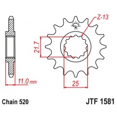 JT 2021/12 ZĘBATKA PRZEDNIA 566M 13 YAMAHA YZF R6 '99-20', FZ6 '04-09' (566M13JT) (ŁAŃC. 520) KONWERSJA