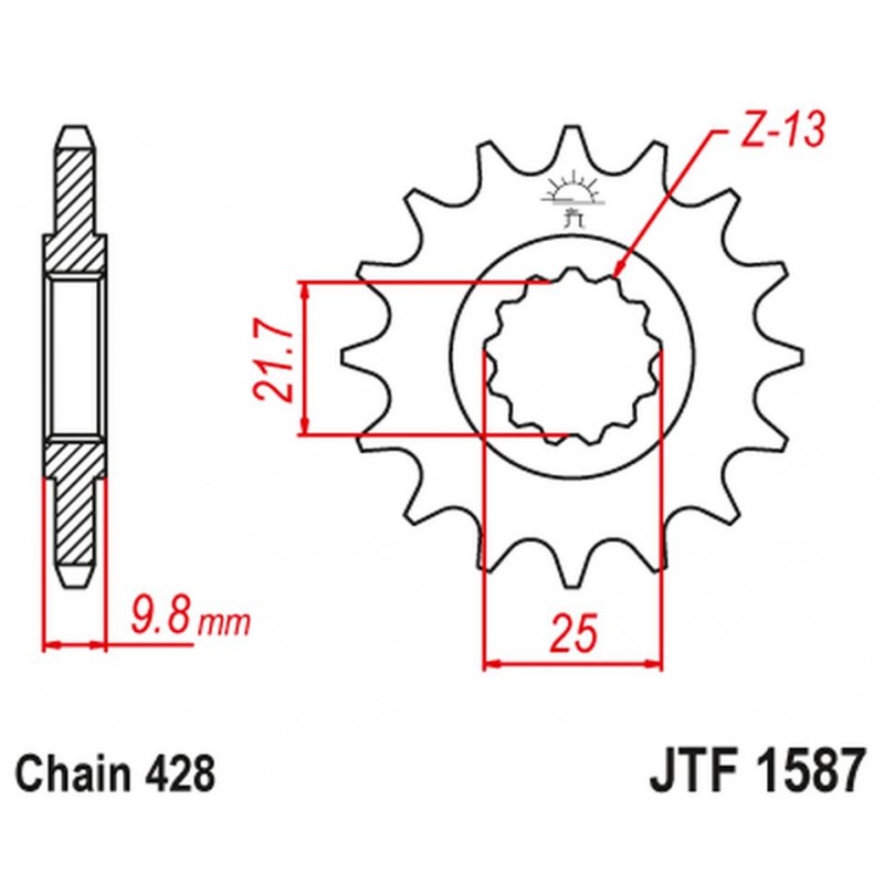 JT 2021/12 ZĘBATKA PRZEDNIA 2049 19 YAMAHA FZR 400 '88-95', SR 400 '88-17' SR 500 '91-00' (204919JT) (ŁAŃC. 428)