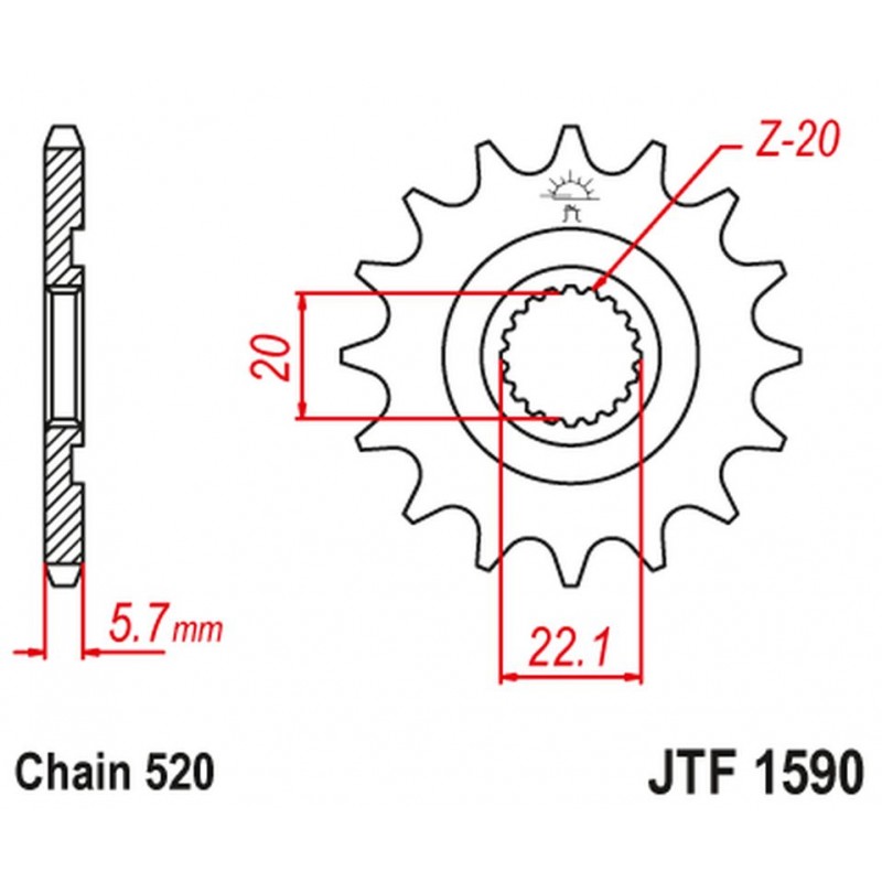 JT 2021/12 ZĘBATKA PRZEDNIA 2103 13 YAMAHA YZF 250 '01-'17, WR 250F '01-'17 (210313JT) (ŁAŃC. 520)