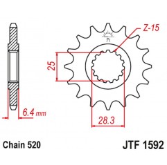 JT 2021/12 ZĘBATKA PRZEDNIA 2168 16 YAMAHA YFZ 450/YFM 700 RAPTOR '06-'19 (216816JT) (ŁAŃC. 520)