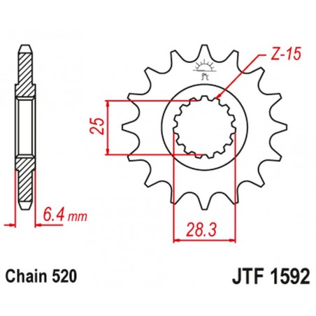 JT 2021/12 ZĘBATKA PRZEDNIA 2168 16 YAMAHA YFZ 450/YFM 700 RAPTOR '06-'19 (216816JT) (ŁAŃC. 520)