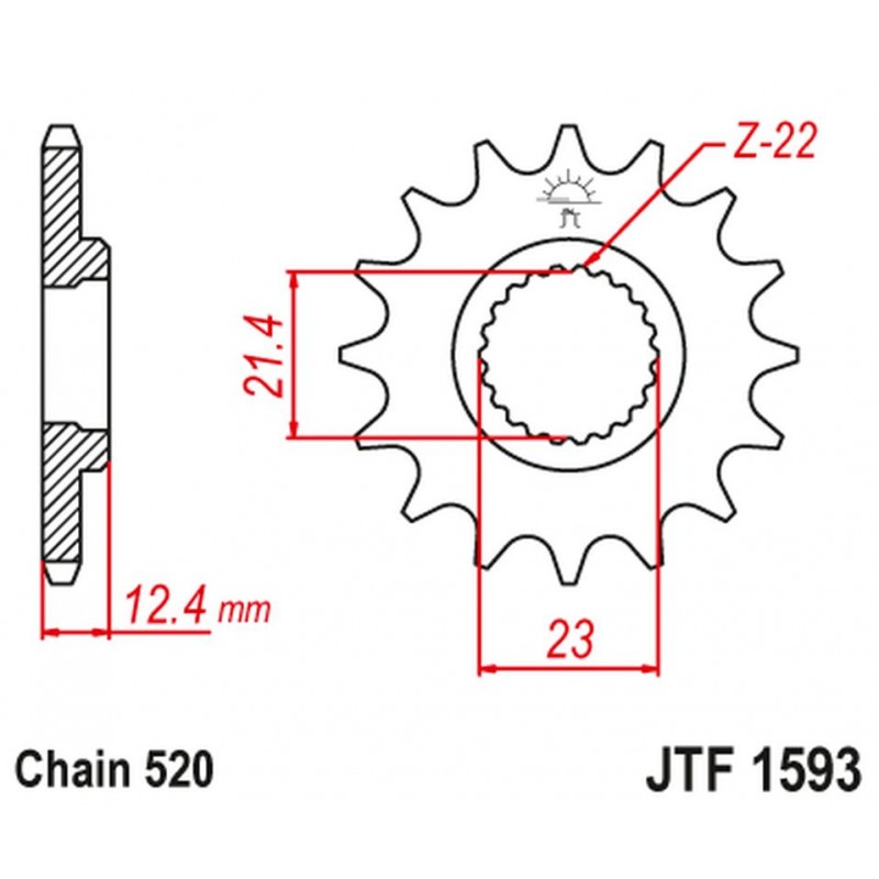 JT 2021/12 ZĘBATKA PRZEDNIA 2054 14 YAMAHA YFM 250 RAPTOR '08-13' (205414JT) (ŁAŃC. 520)