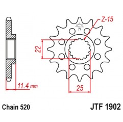 JT 2021/12 ZĘBATKA PRZEDNIA 1252 12 KTM LC4 400/600/620/640/690 (125212JT) (ŁAŃC. 520)