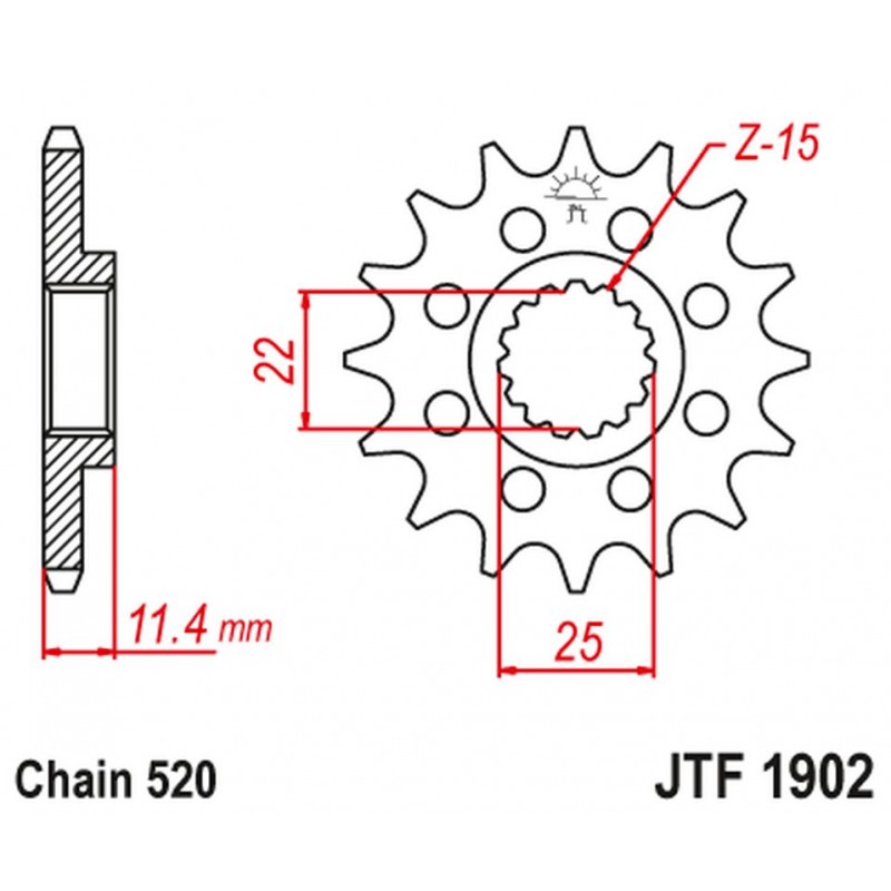 JT 2021/12 ZĘBATKA PRZEDNIA 1252 12 KTM LC4 400/600/620/640/690 (125212JT) (ŁAŃC. 520)