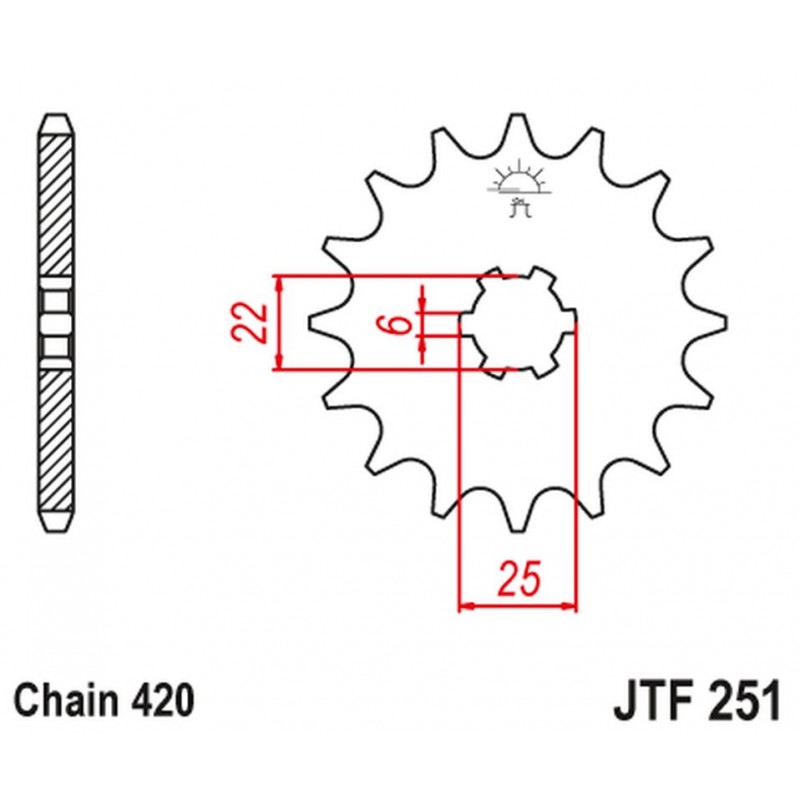 JT 2021/12 ZĘBATKA PRZEDNIA 255 16 HONDA NSR/MTX 50 (25516JT) (ŁAŃC. 420)