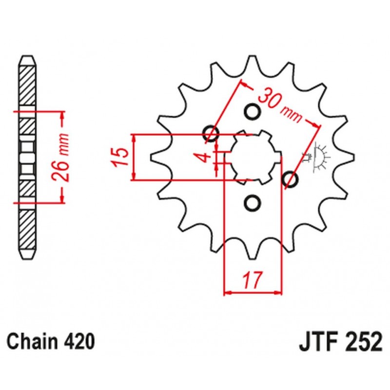 JT 2021/12 ZĘBATKA PRZEDNIA 261 12 HONDA MBX/MTX 50 (26113JT) (ŁAŃC. 420)