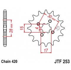 JT 2021/12 ZĘBATKA PRZEDNIA 255 12 HONDA MTX/MBX/XR 80 (25512JT) (ŁAŃC. 420)