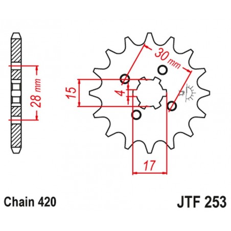 JT 2021/12 ZĘBATKA PRZEDNIA 255 17 HONDA MTX/MBX/XR 80 (25517JT) (ŁAŃC. 420)