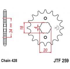 JT 2021/12 ZĘBATKA PRZEDNIA 259 12 HONDA XL 125, NX 125 (25912JT) (ŁAŃC. 428)