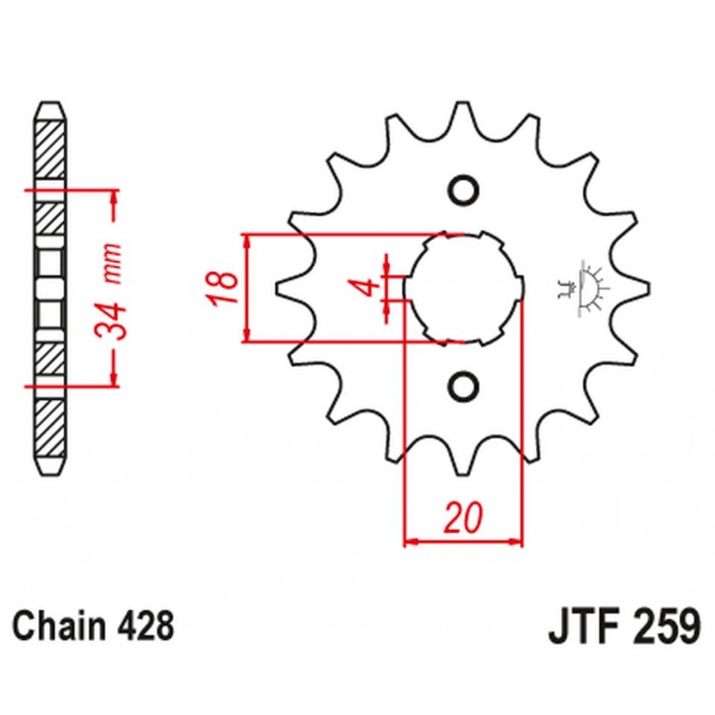 JT 2021/12 ZĘBATKA PRZEDNIA 259 12 HONDA XL 125, NX 125 (25912JT) (ŁAŃC. 428)