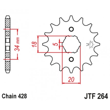 JT 2021/12 ZĘBATKA PRZEDNIA 264 17 KYMCO HIPSTER, STRYKER, ZING (26417JT) (ŁAŃC. 428)