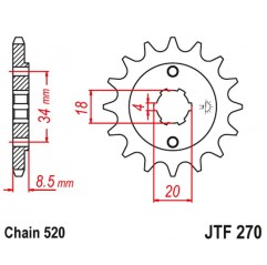 JT 2021/12 ZĘBATKA PRZEDNIA 2046 12 HONDA CA 125 '95-01', CB/CBX/CM/CMX 250 '83-16' (204612JT) (ŁAŃC. 520)