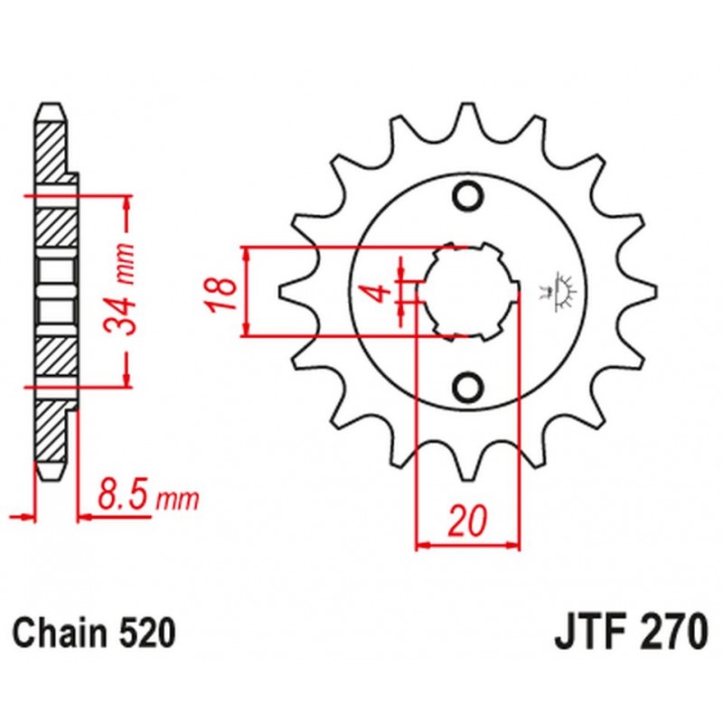 JT 2021/12 ZĘBATKA PRZEDNIA 2046 13 HONDA CA 125 '95-01', CB/CBX/CM/CMX 250 '83-16' (204613JT) (ŁAŃC. 520)