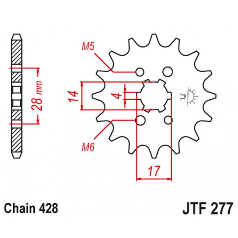 JT 2021/12 ZĘBATKA PRZEDNIA 2118 13 HONDA TRX 90 '93-19', CRF 125 '14-21', DERBI SENDA/MULHACEN/TERRA '07-14' (211813JT) (ŁAŃC. 