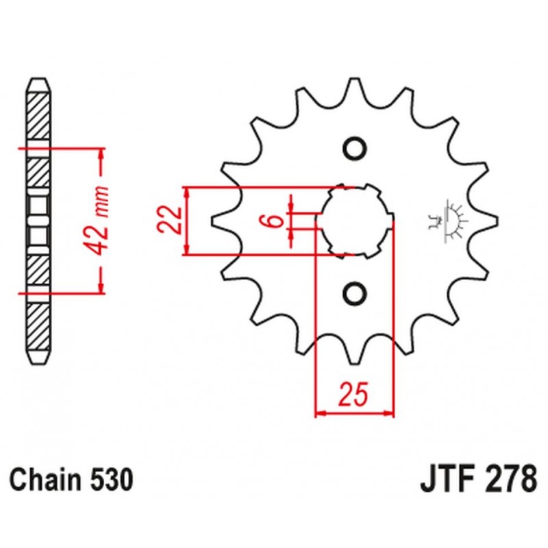 JT 2021/12 ZĘBATKA PRZEDNIA 278 17 HONDA CB 400N '79-'80 (27817JT) (ŁAŃC. 530)