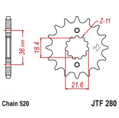 JT 2021/12 ZĘBATKA PRZEDNIA 2506 13 HONDA XL 250 S/M/N (MD26,MD31), AX 1 (250613JT) (ŁAŃC. 520)