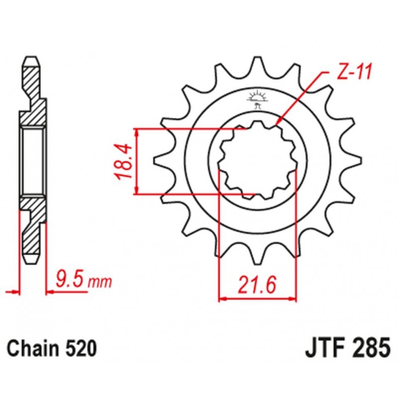 JT 2021/12 ZĘBATKA PRZEDNIA 334 14 HONDA CR 250 86-87, CR 500 86-87 (33414JT) (ŁAŃC. 520)