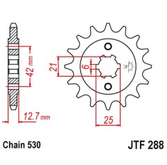 JT 2021/12 ZĘBATKA PRZEDNIA 288 15 HONDA CB 550F/K '75-'80 (28815JT) (ŁAŃC. 530)