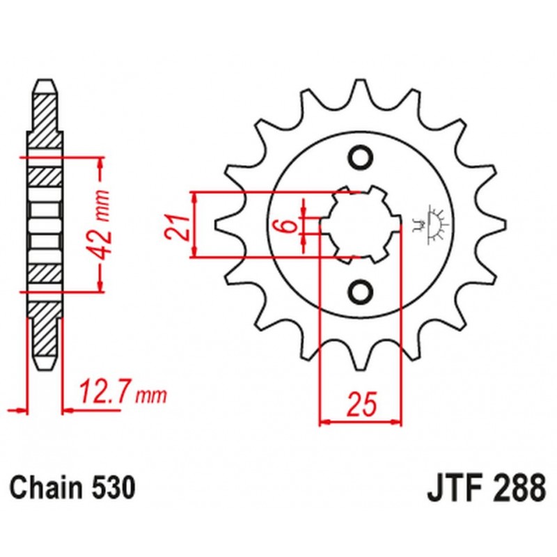 JT 2021/12 ZĘBATKA PRZEDNIA 288 15 HONDA CB 550F/K '75-'80 (28815JT) (ŁAŃC. 530)