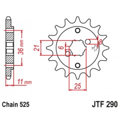 JT 2021/12 ZĘBATKA PRZEDNIA 290 14 HONDA XBR 500F '85-'86 (29014JT) (ŁAŃC. 525)