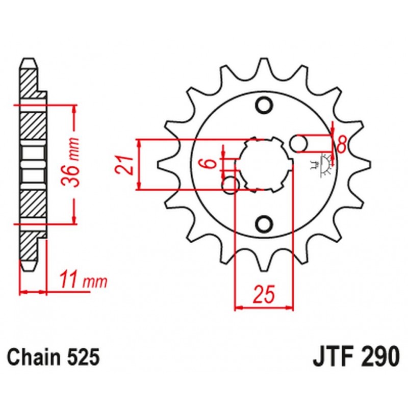 JT 2021/12 ZĘBATKA PRZEDNIA 290 14 HONDA XBR 500F '85-'86 (29014JT) (ŁAŃC. 525)