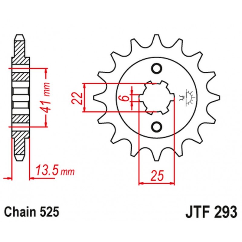 JT 2021/12 ZĘBATKA PRZEDNIA 293 14 HONDA XL 600V '87-'88 (PD06) (29314JT) (ŁAŃC. 525)