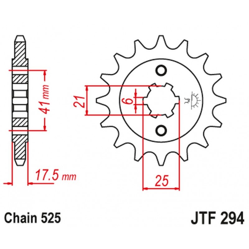 JT 2021/12 ZĘBATKA PRZEDNIA 284 14 HONDA XBR 500 '87-'91 (28414JT) (ŁAŃC. 525)