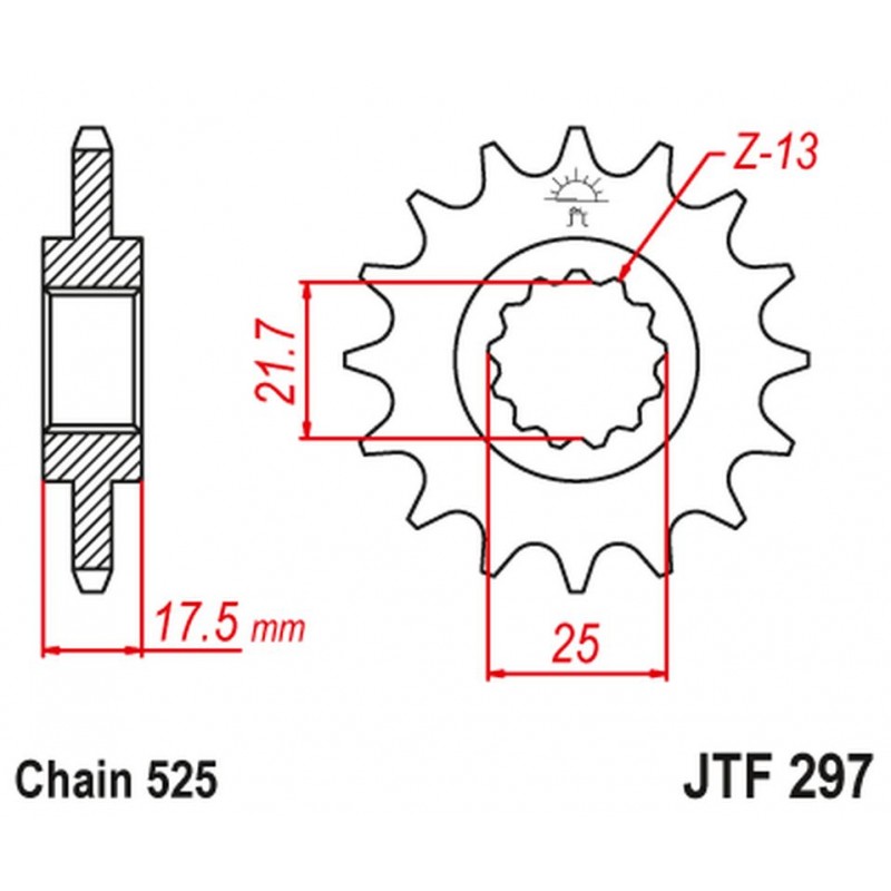 JT 2021/12 ZĘBATKA PRZEDNIA 2041 14 HONDA CB 500 '94-'03, CBF 500 '04-'08 (204114JT) (ŁAŃC. 525)