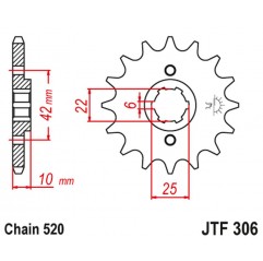 JT 2021/12 ZĘBATKA PRZEDNIA 281 14 HONDA NX 650 DOMINATOR '88 (GRUBOŚĆ 10MM) (28114JT) (ŁAŃC. 520)