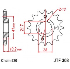 JT 2021/12 ZĘBATKA PRZEDNIA 345 16 HONDA NX 650, FX 650, YAMAHA XT 660, FMX (34516JT) (ŁAŃC. 520)