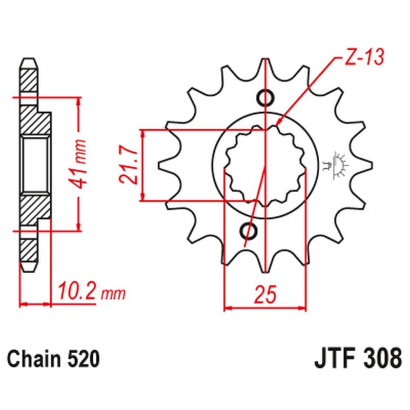 JT 2021/12 ZĘBATKA PRZEDNIA 345 16 HONDA NX 650, FX 650, YAMAHA XT 660, FMX (34516JT) (ŁAŃC. 520)