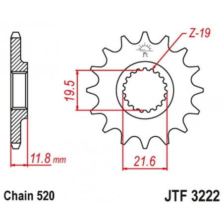 JT 2021/12 ZĘBATKA PRZEDNIA 2180 11 POLARIS 250/300/350/400/425 '89-99' (218011JT) (ŁAŃC. 520)