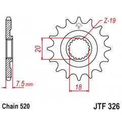 JT 2021/12 ZĘBATKA PRZEDNIA 340 14 HONDA CR 125 '87-'03 (34014JT) (ŁAŃC. 520)